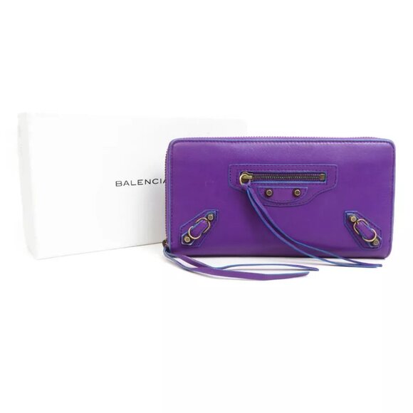 Auth BALENCIAGA Zip Around Long Wallet Purple - Picture 10 of 10